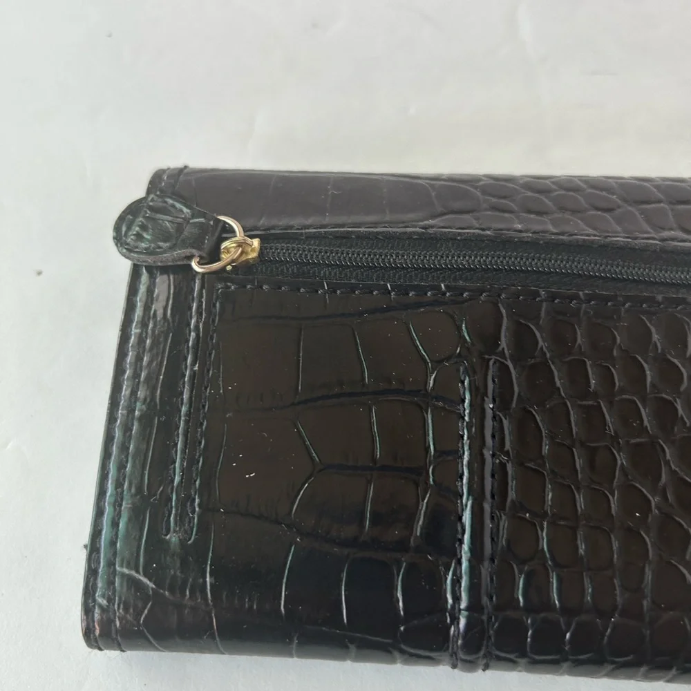 Vintage Liz Claiborne Black Faux Leather Trifold Wallet NWOT